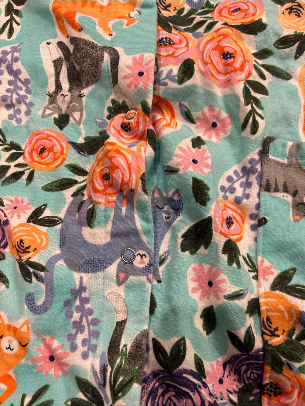 Vintage Anthony Richards Cat Snap Front Floral Sweater Women’s 3X Teal - Picture 4 of 7